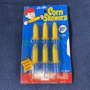 6 Vintage SERV-RITE Corn Skewers #629 W/ No Drip Butter Guard New In Package USA